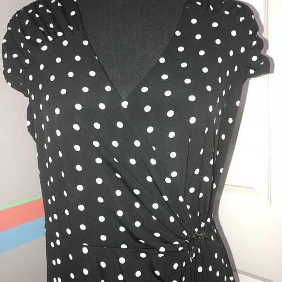 Alfani Black with white polka dot wrap dress - Picture 2 of 8